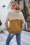 Damski sweter z golfem luźny sweter