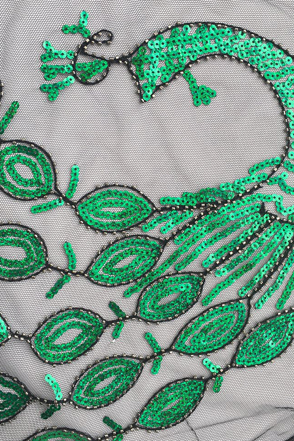 Czarny Cekinowy Peacock 1920s Peleryna