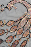 Czarny Cekinowy Peacock 1920s Peleryna