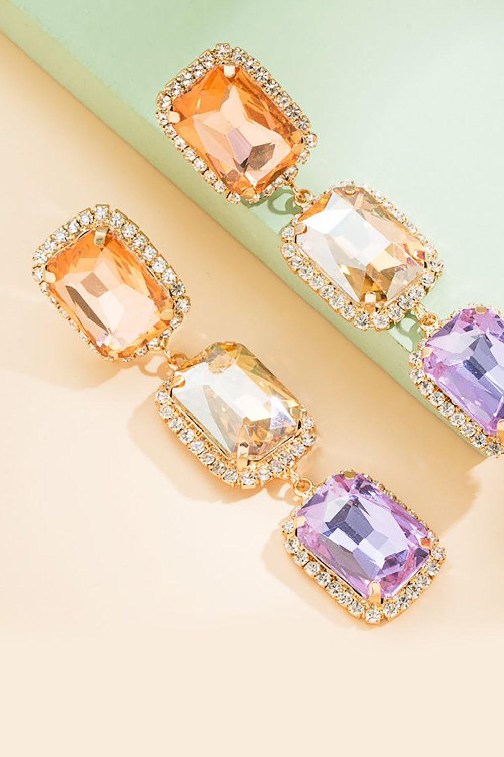 Zielony Rhinestone Kolczyki Z Koralików
