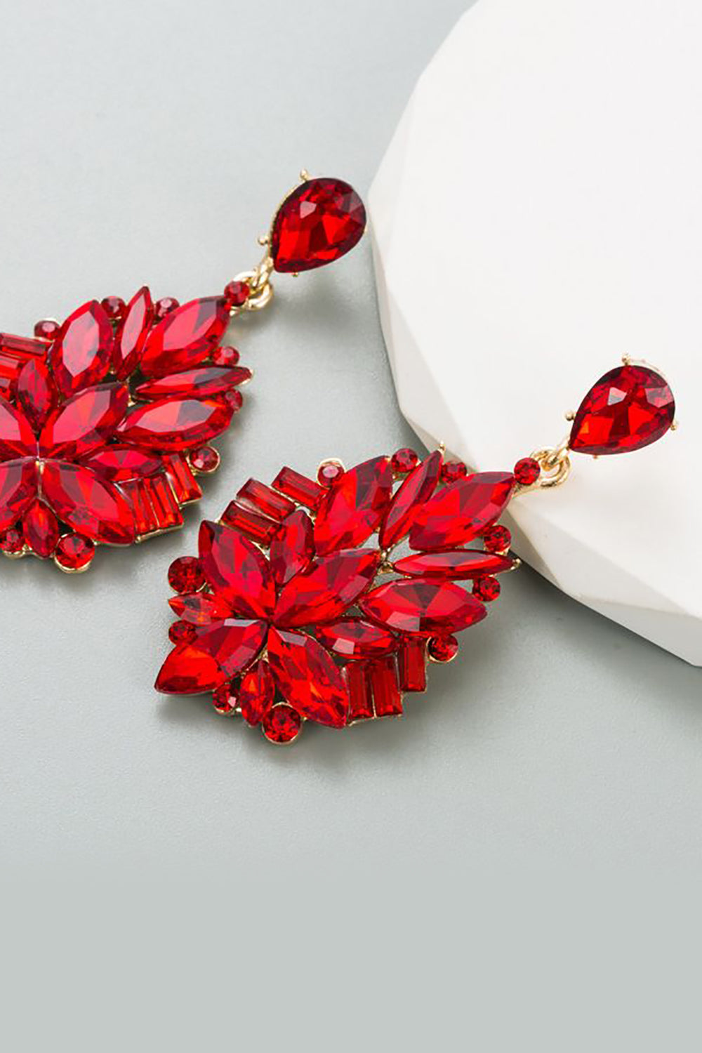 Czerwona Rhinestone Kolczyki Na Studniówkę