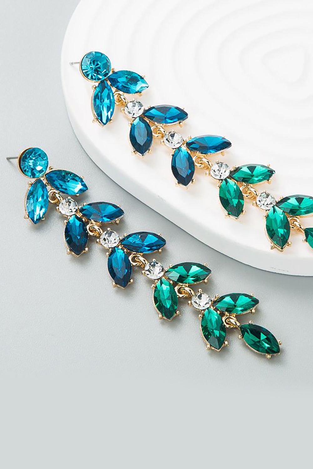 Kolorowe Kolczyki Z Liści Rhinestone