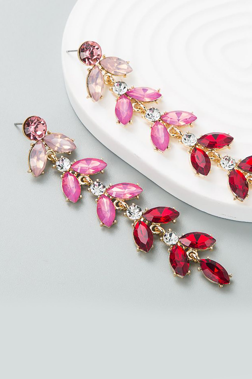 Kolorowe Kolczyki Z Liści Rhinestone