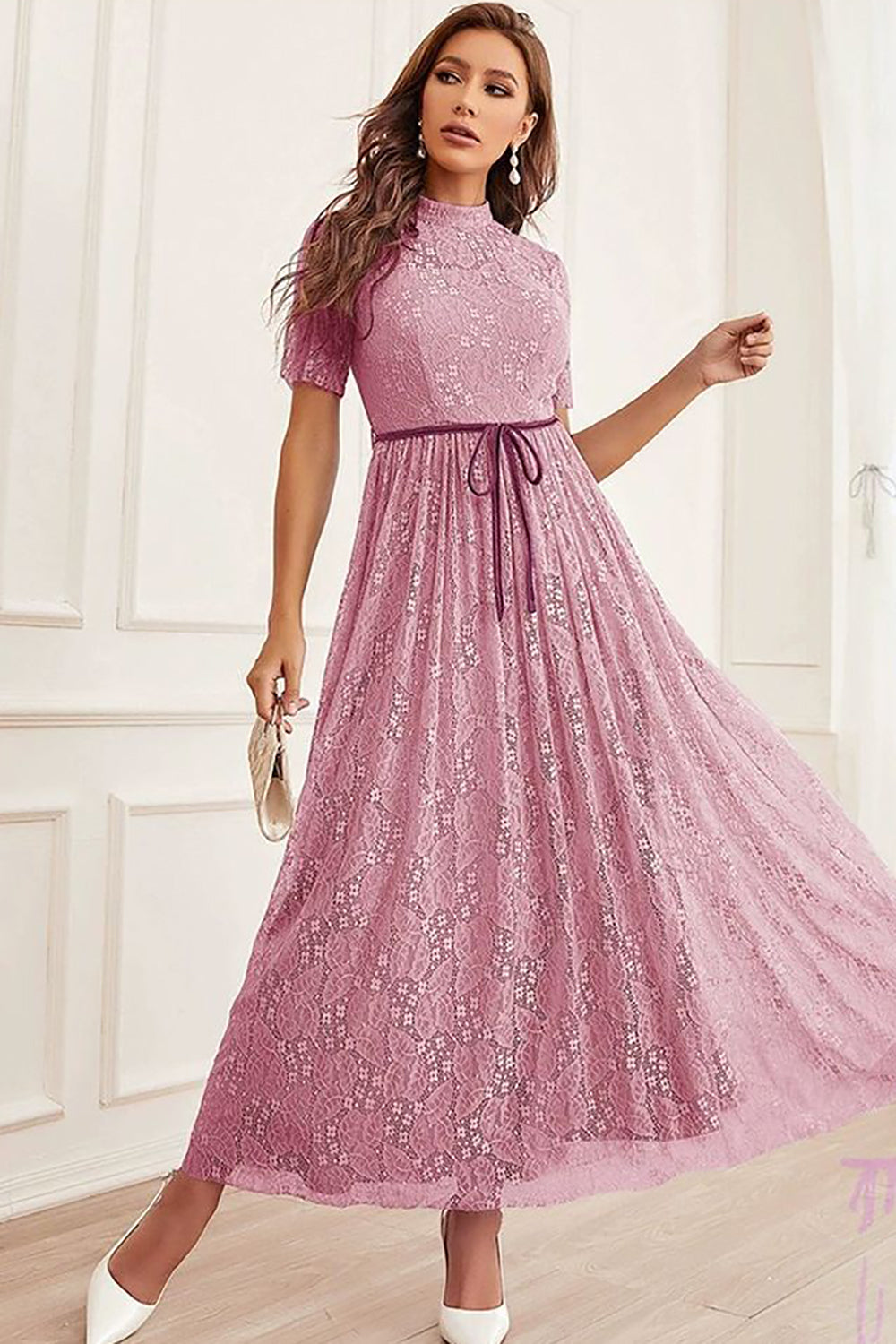 Niebieska Długie Koronkowe Sukienka Na Wesele Z Aplikacjami