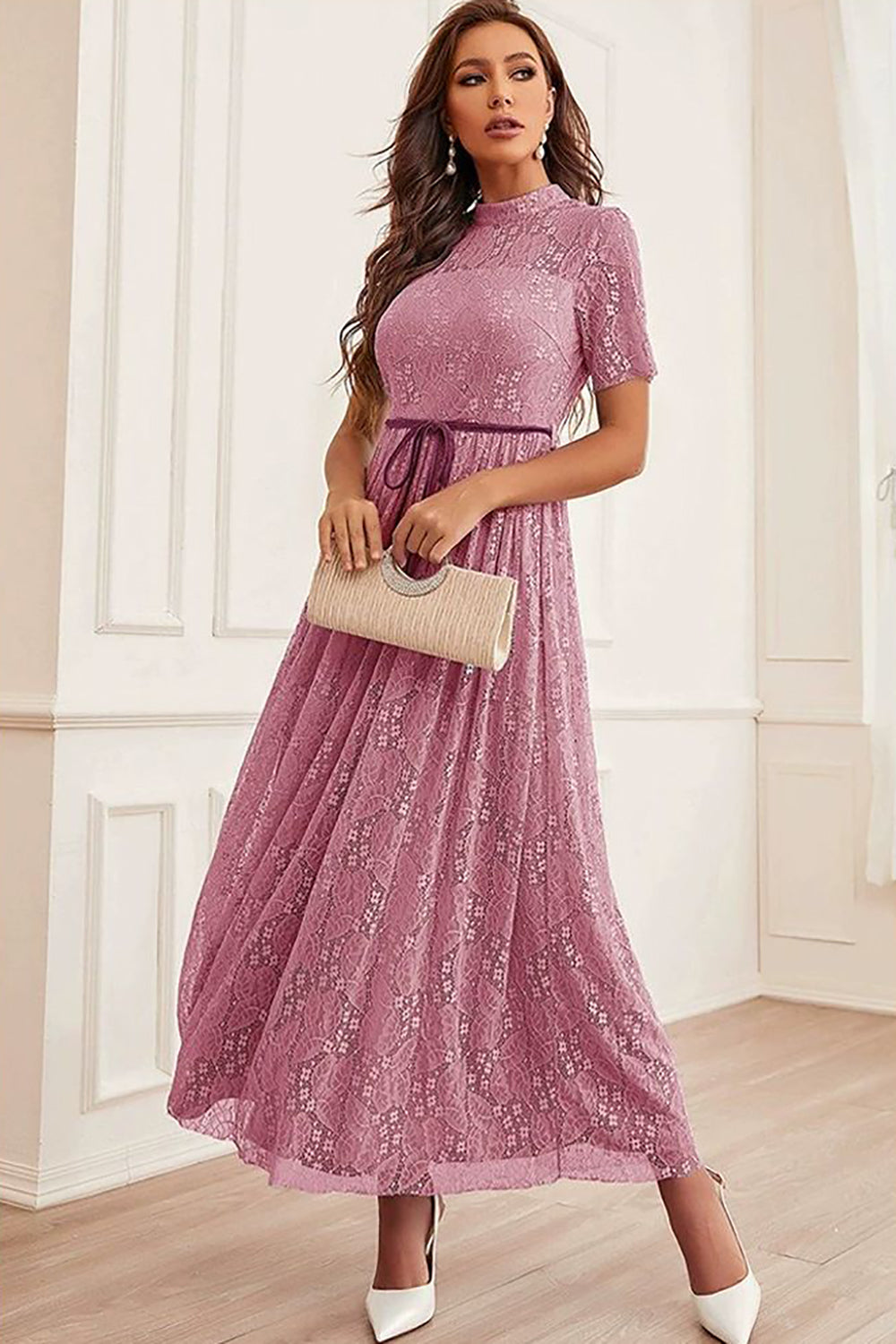 Niebieska Długie Koronkowe Sukienka Na Wesele Z Aplikacjami