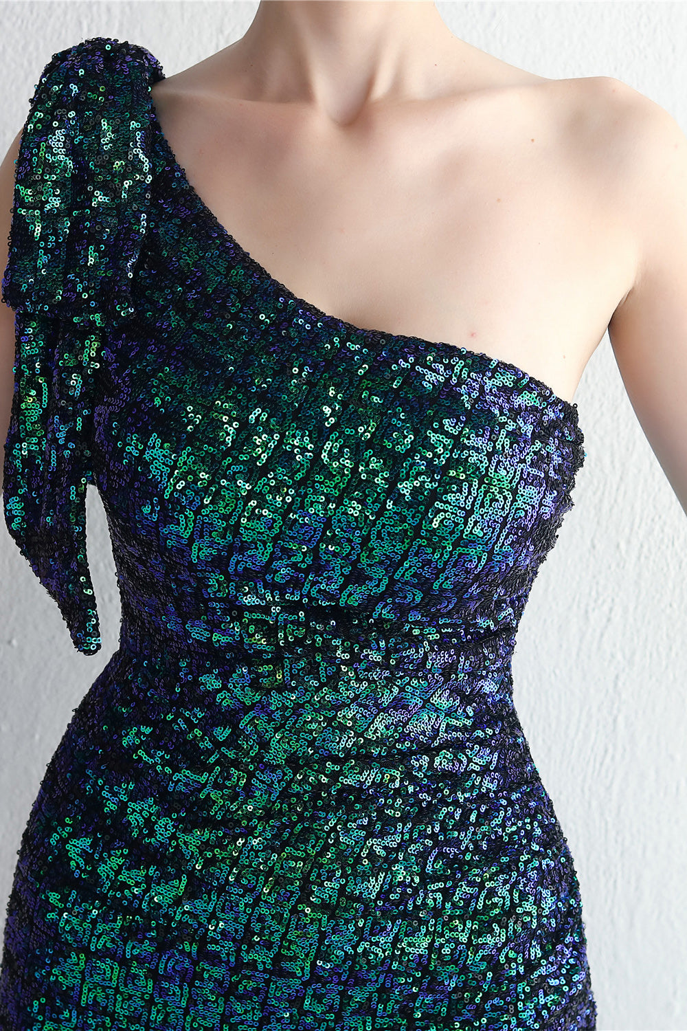 Syrenka Czarna Cekinowa Sukienki Na Studniówke Na Jedno Ramię