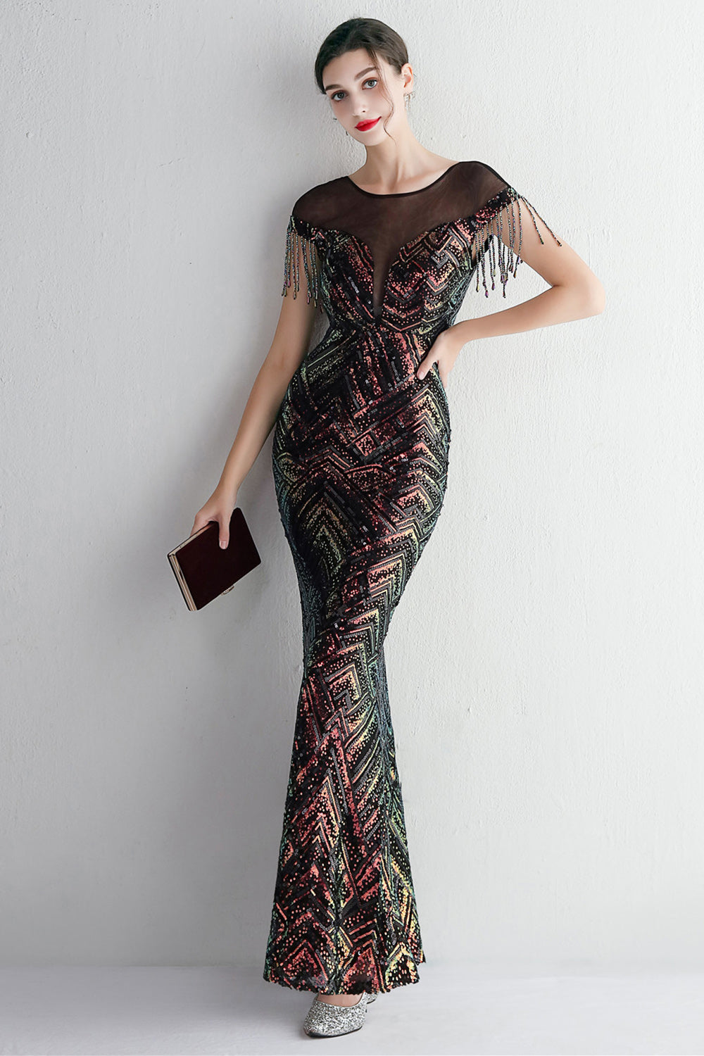 Długa Złota Syrenka Cekinowa Sukienki Wieczorowe