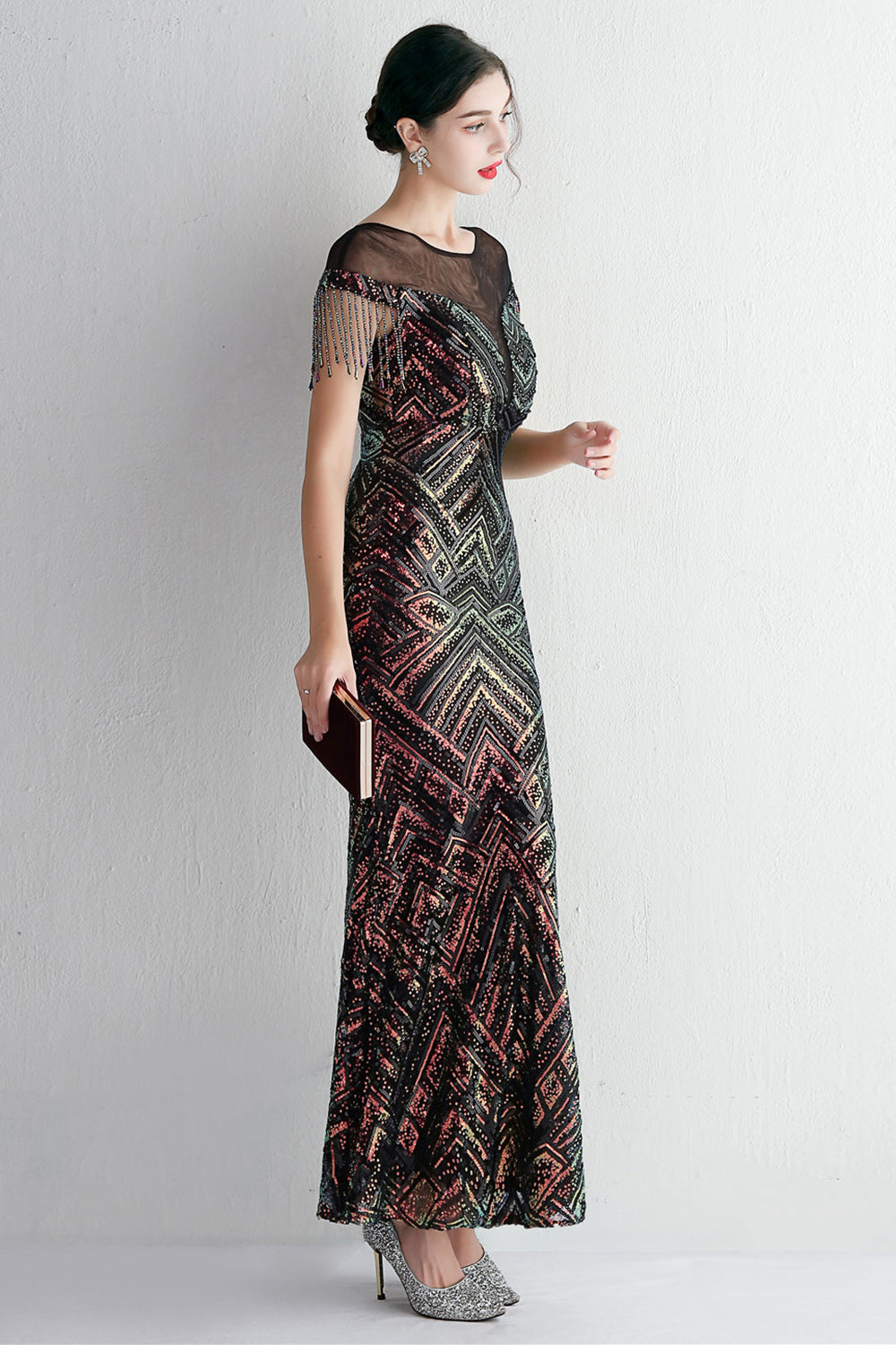 Długa Złota Syrenka Cekinowa Sukienki Wieczorowe