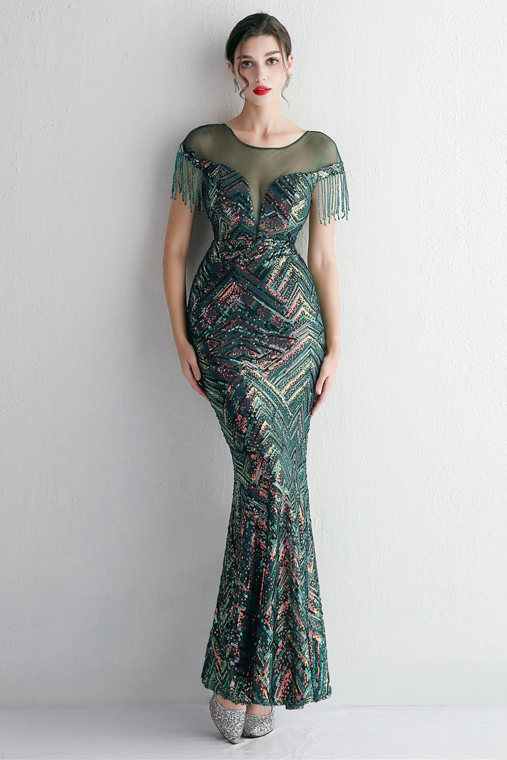 Długa Złota Syrenka Cekinowa Sukienki Wieczorowe