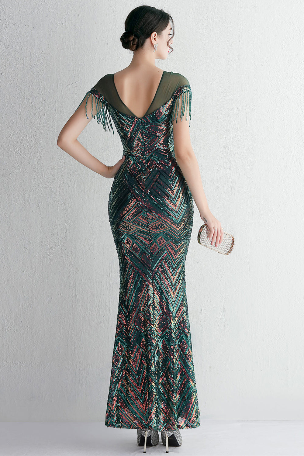 Długa Złota Syrenka Cekinowa Sukienki Wieczorowe