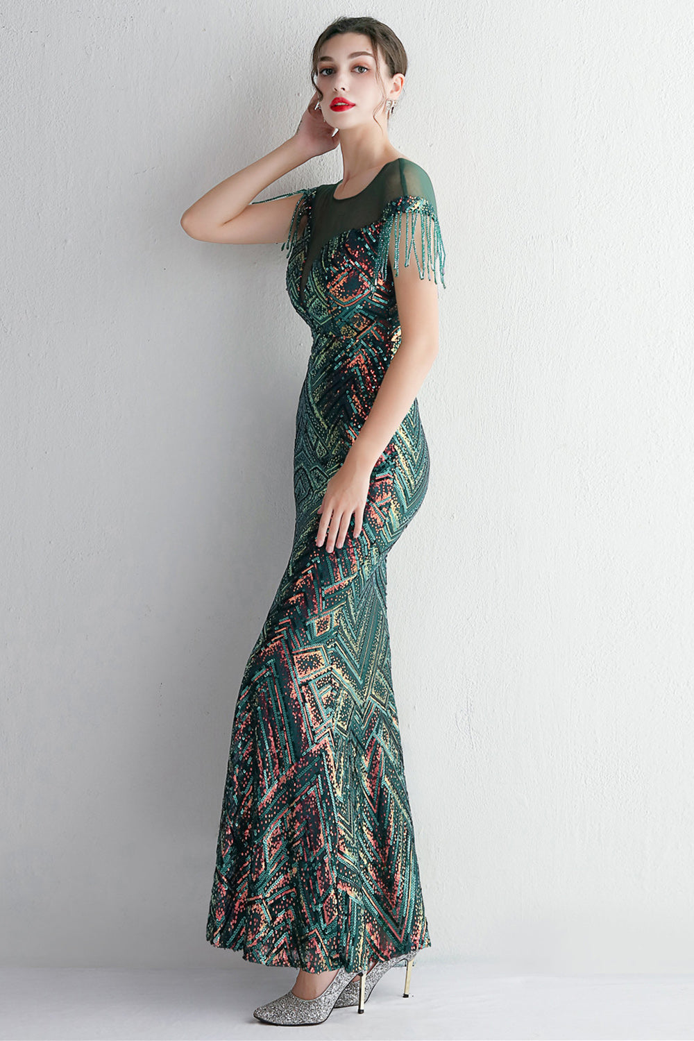 Długa Złota Syrenka Cekinowa Sukienki Wieczorowe