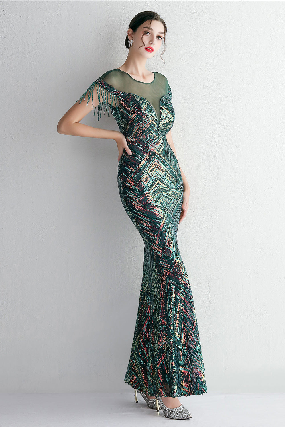 Długa Złota Syrenka Cekinowa Sukienki Wieczorowe