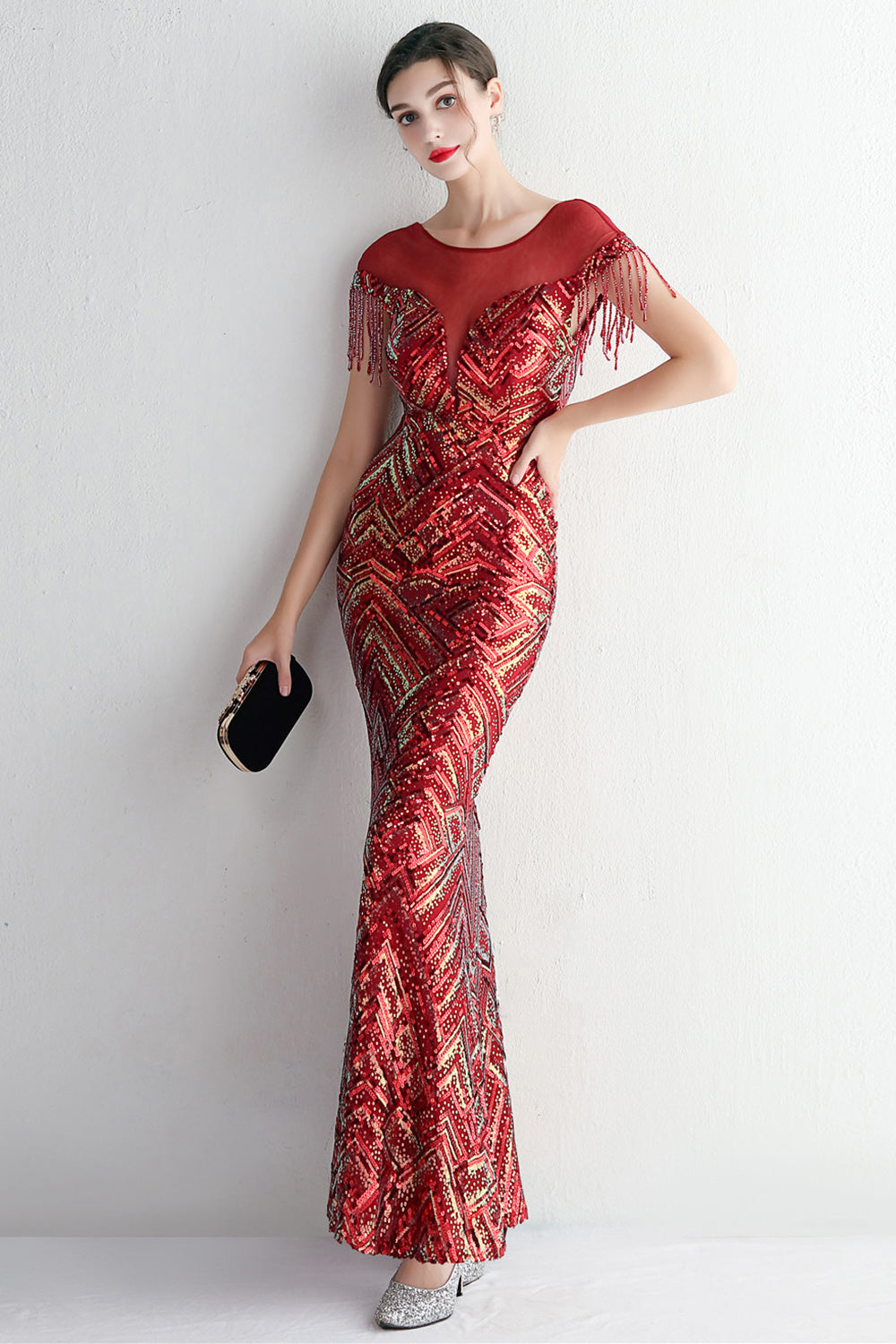 Długa Złota Syrenka Cekinowa Sukienki Wieczorowe