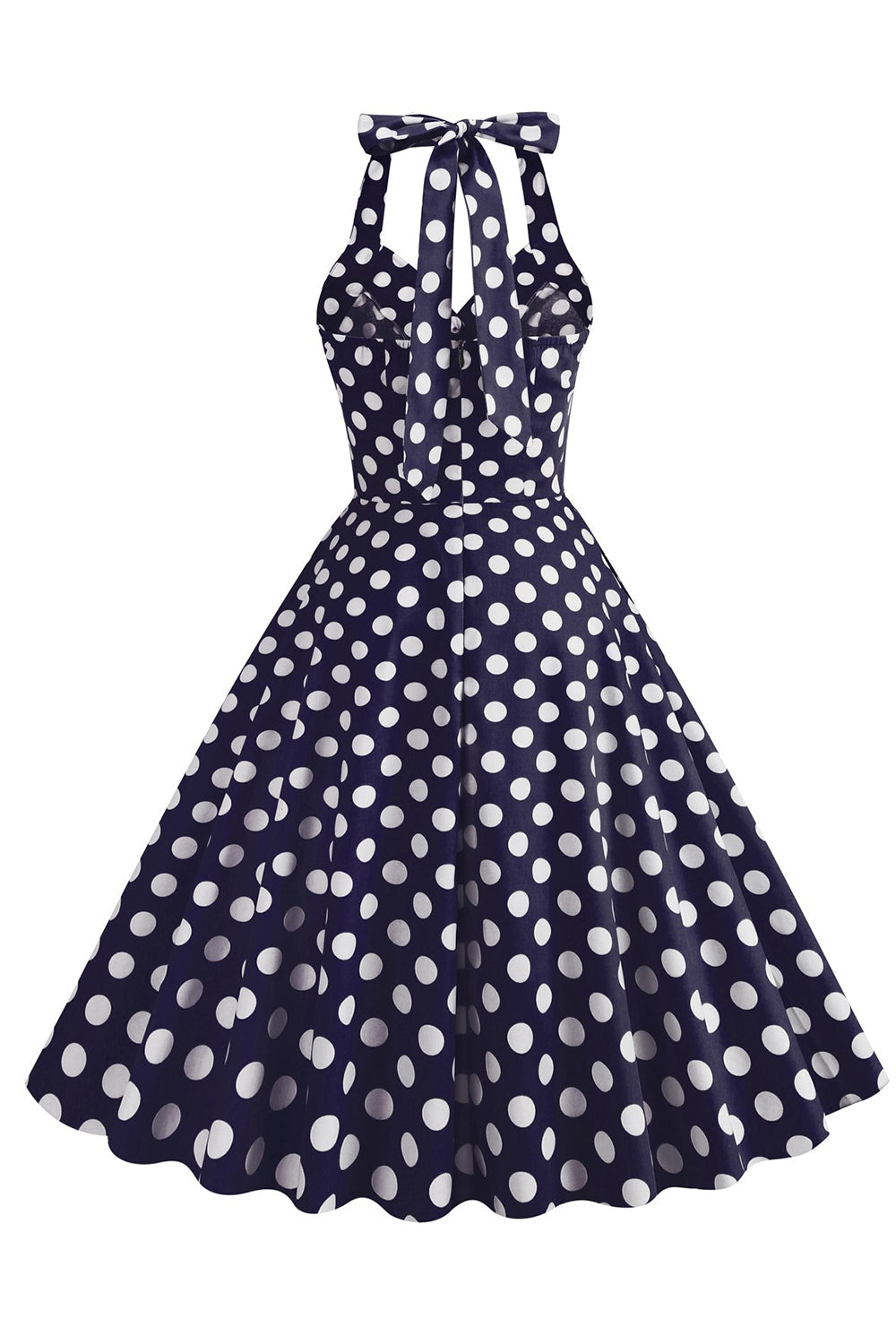 Niebieska Sukienka W Stylu Hepburn W Kropki Z Lat 50