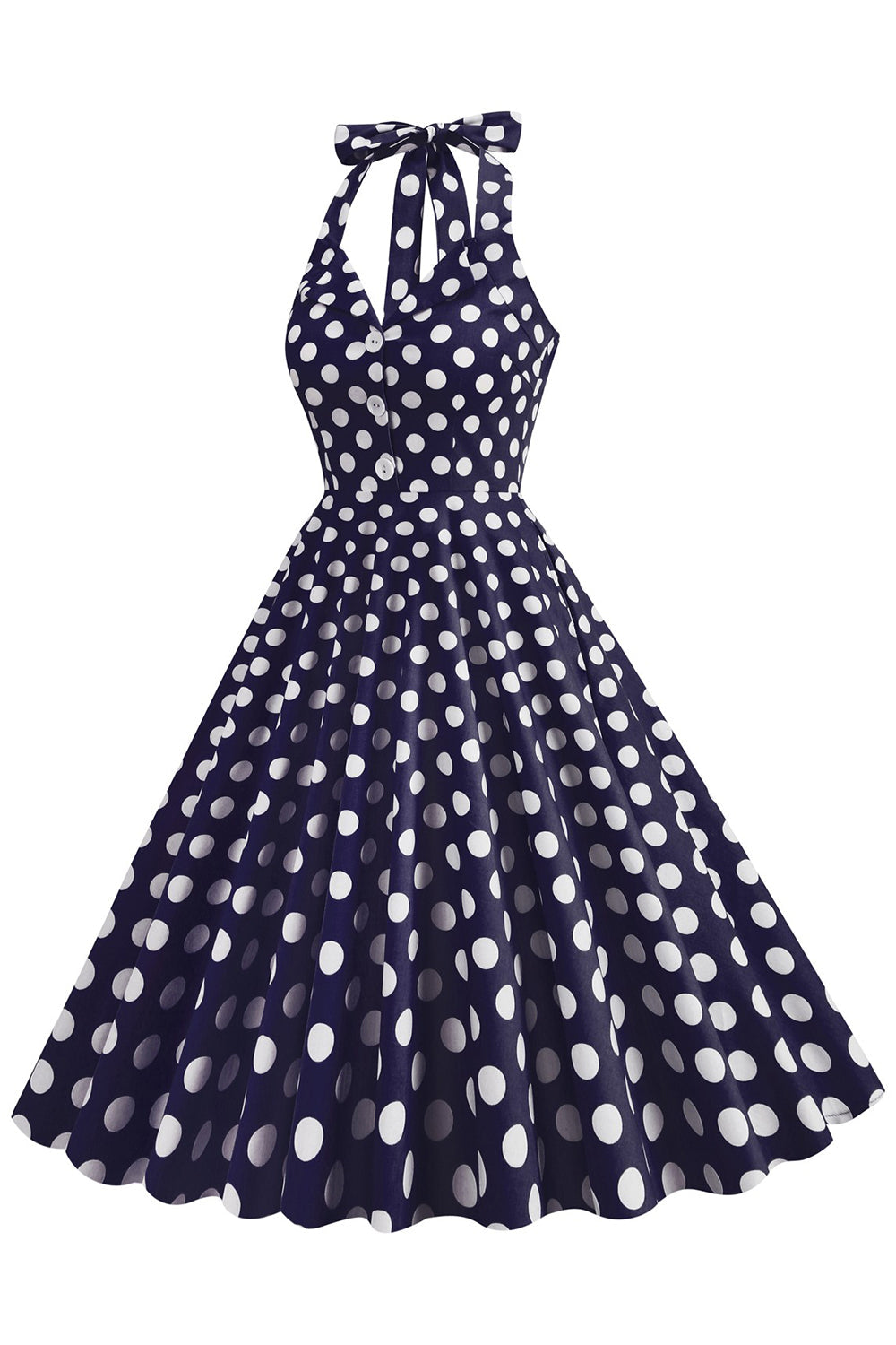 Niebieska Sukienka W Stylu Hepburn W Kropki Z Lat 50