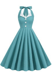 Zielona Sukienki W Stylu Retro Dekolt Halter Sukienka Lata 50