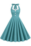 Zielona Sukienki W Stylu Retro Dekolt Halter Sukienka Lata 50