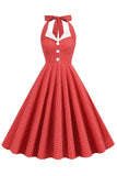 Zielona Sukienki W Stylu Retro Dekolt Halter Sukienka Lata 50