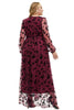 Załaduj obraz do przeglądarki galerii, Plus Size Burgundia Długa Sukienka Na Wesele Z Dlugim Rekawem w Kwiaty