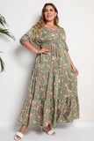 Plus Size Dekolt V Zielona Sukienki Letnie z Krótki Rękaw