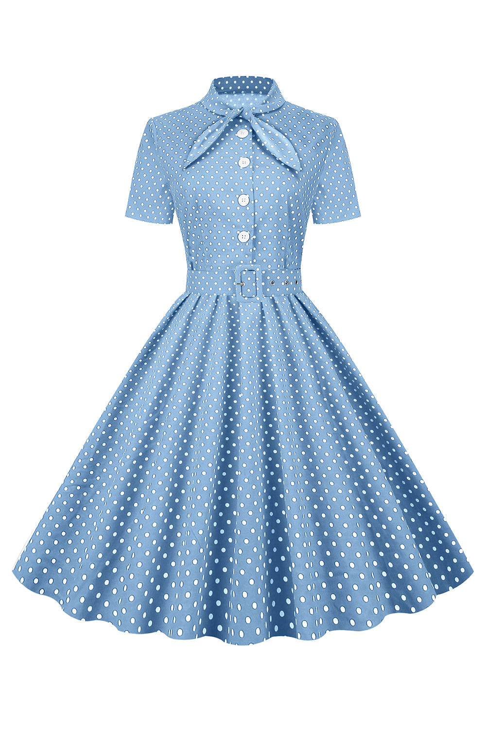 Czarna Sukienka W Groszki Vintage Z Krótkim Rękawem