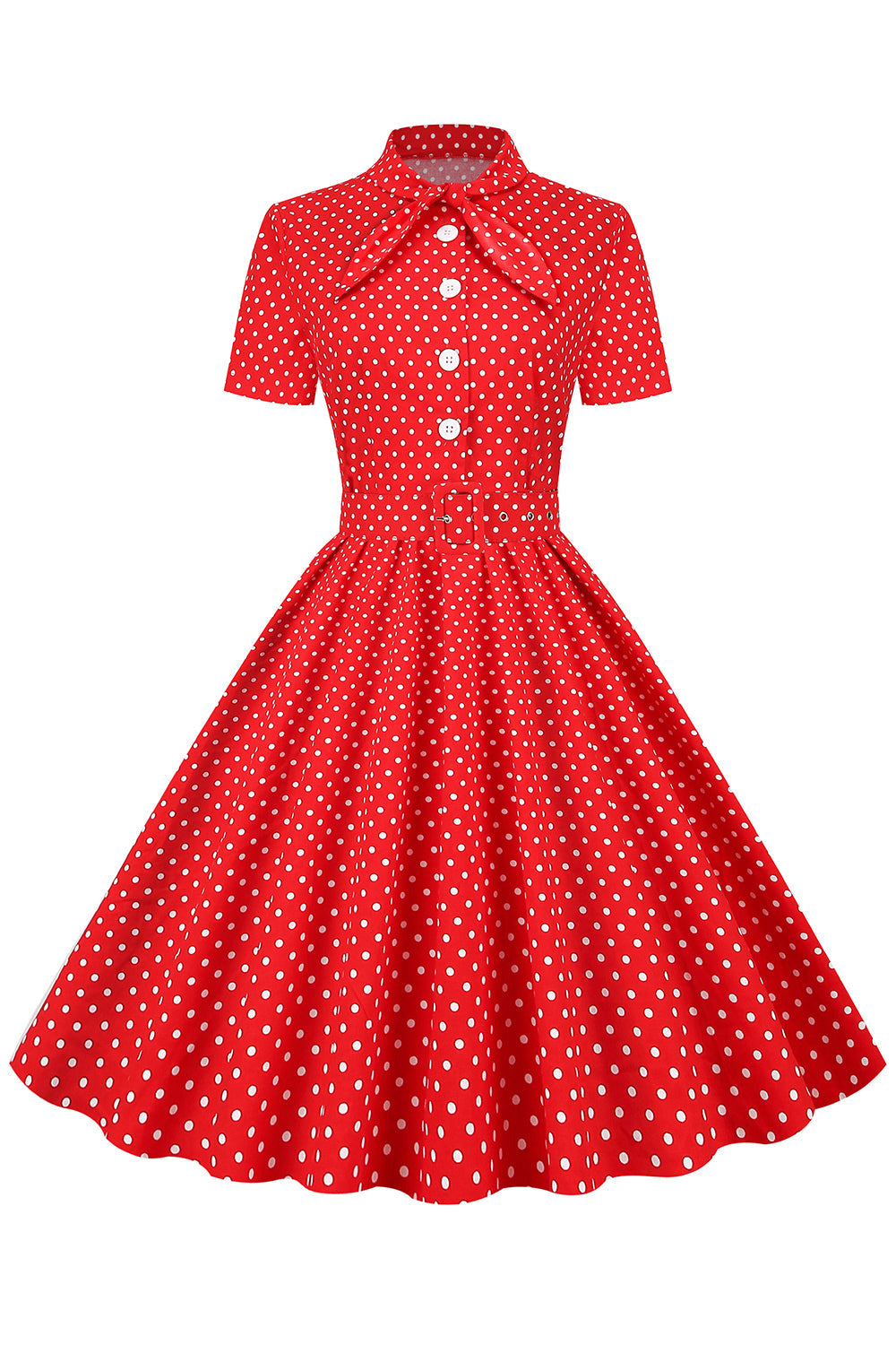 Czarna Sukienka W Groszki Vintage Z Krótkim Rękawem