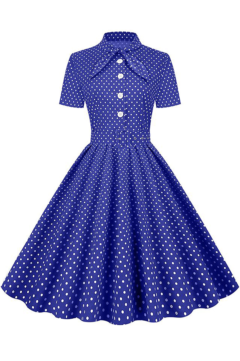 Czarna Sukienka W Groszki Vintage Z Krótkim Rękawem