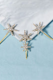 Simple Star Golden Rhinestones Spinka do włosów