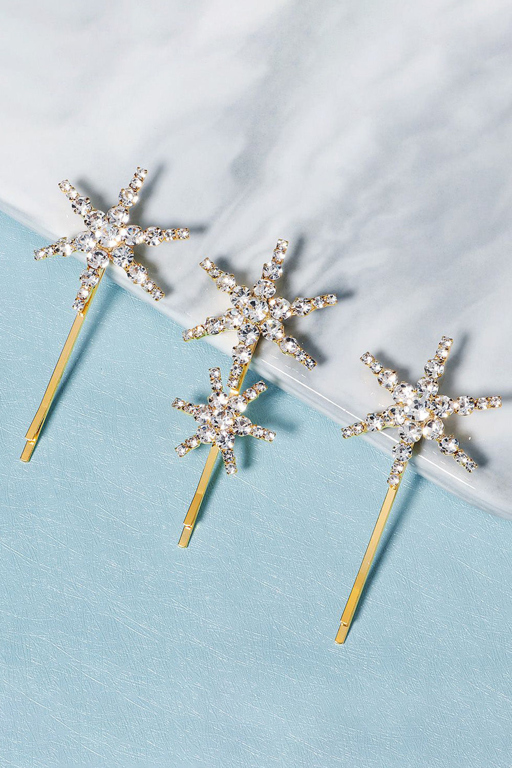 Simple Star Golden Rhinestones Spinka do włosów
