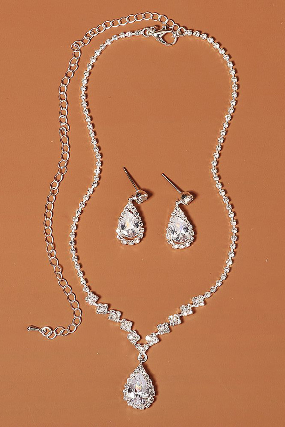 Rhinestone Drop Bridal Kolczyki Zestaw naszyjników