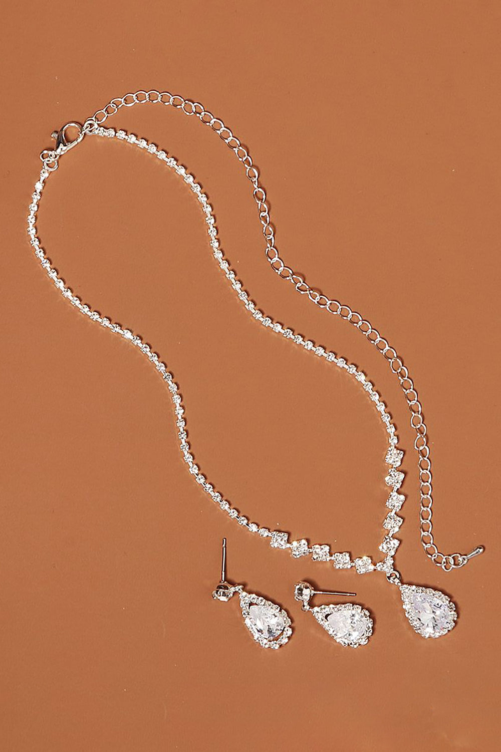 Rhinestone Drop Bridal Kolczyki Zestaw naszyjników