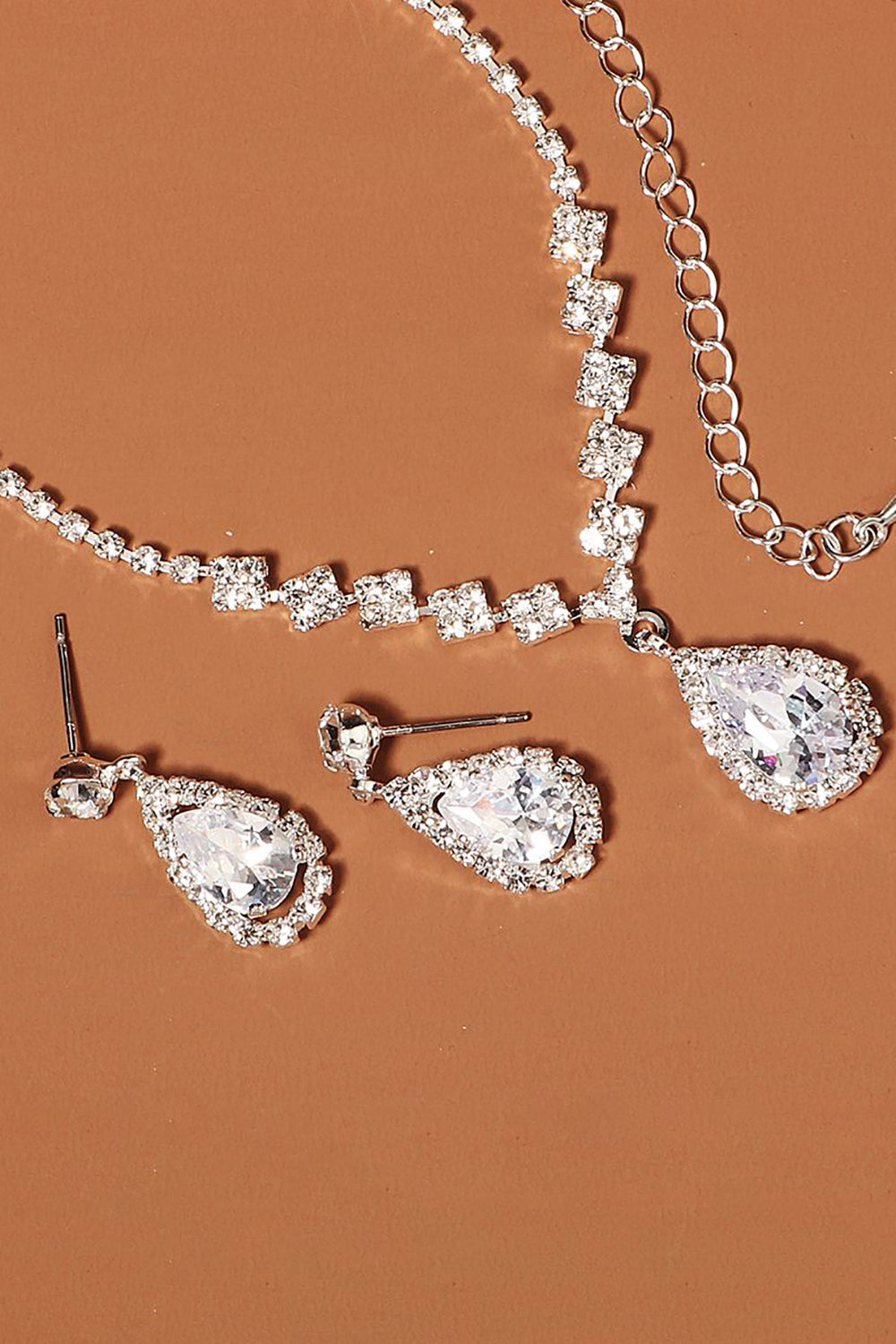 Rhinestone Drop Bridal Kolczyki Zestaw naszyjników