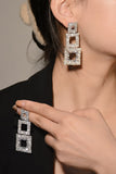 Rhinestones Geometryczne patchworkowe kwadratowe kolczyki