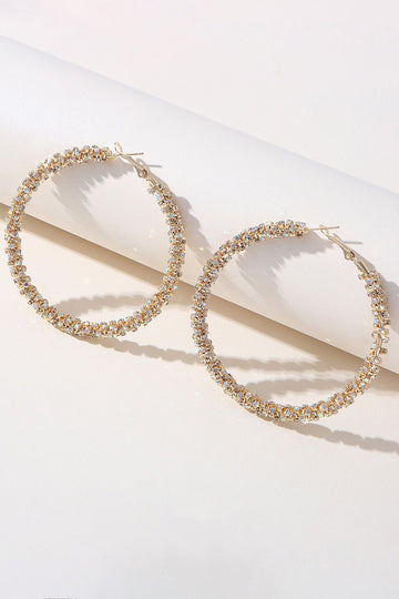 Złote cyrkonie okrągłe kolczyki