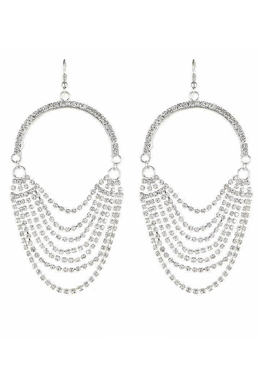 Błyszczące srebrne kolczyki owinięte Rhinestone