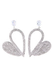 Moda Silver Heart Rhinestone Zwisające Kolczyki dla Kobiet