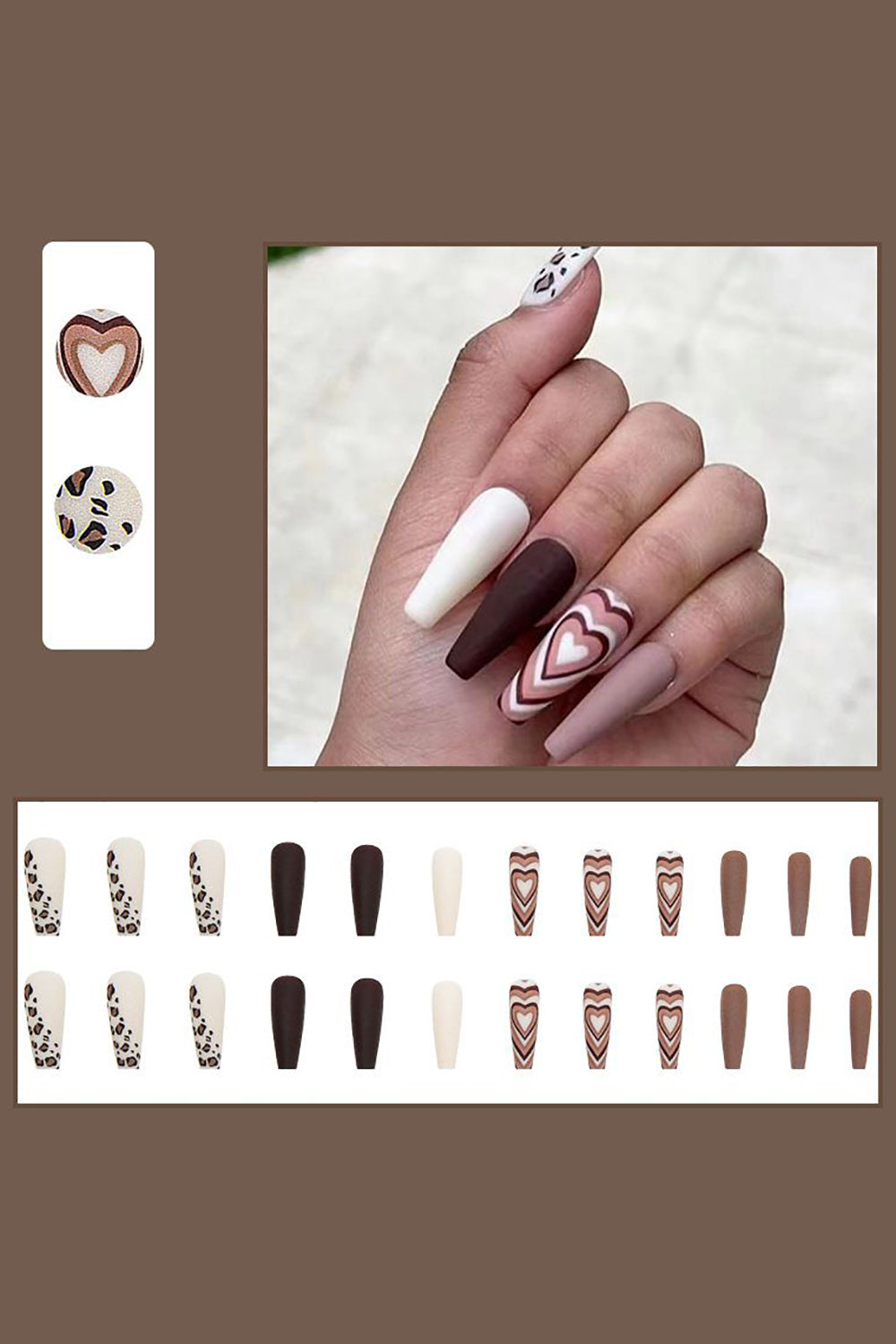 Sparkly 24 Pcs Naciśnij Na Paznokcie Leopard Długi Fałszywy Paznokieć