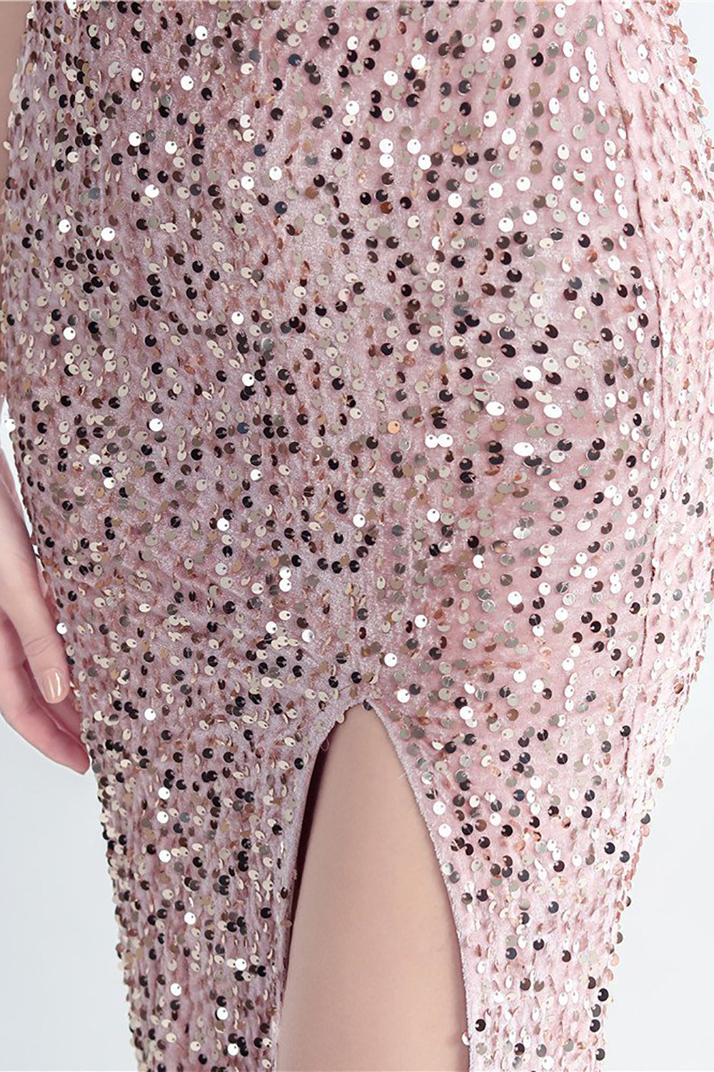 Cold Shoulder Cekiny Niebieski gorset Sukienka na studniówkę z piórami