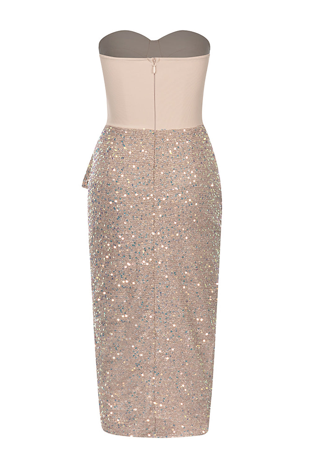 Blush Sweetheart Bodycon Sparkly Cocktail Dress Z rozcięciem