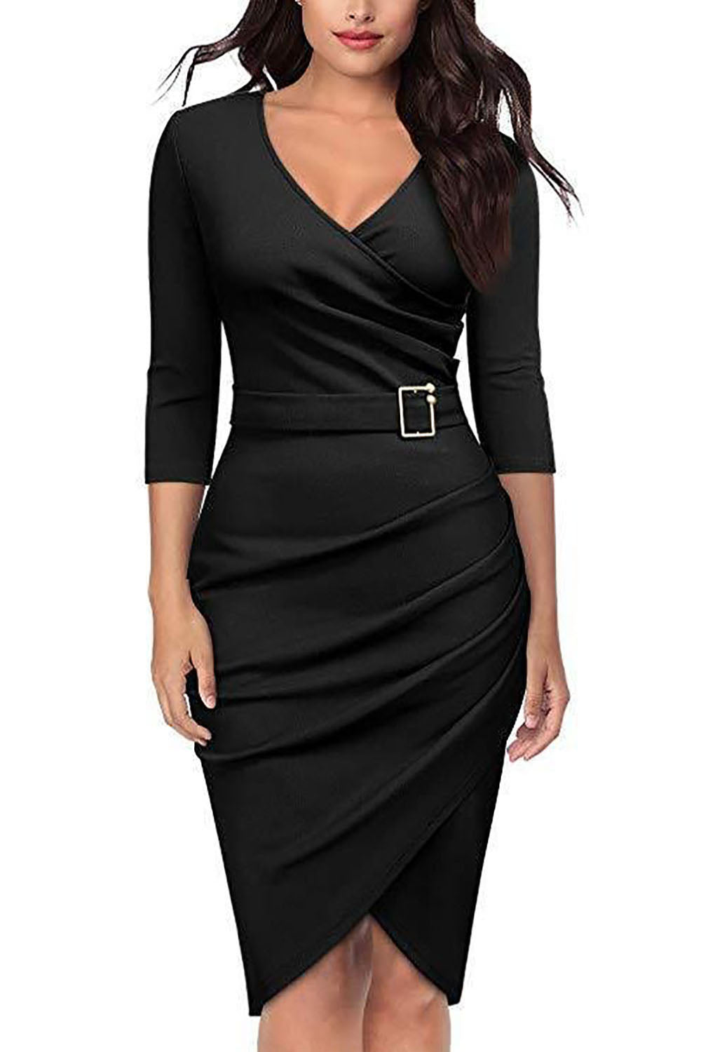 Czarna Sukienki Ołówkowe z Paskiem