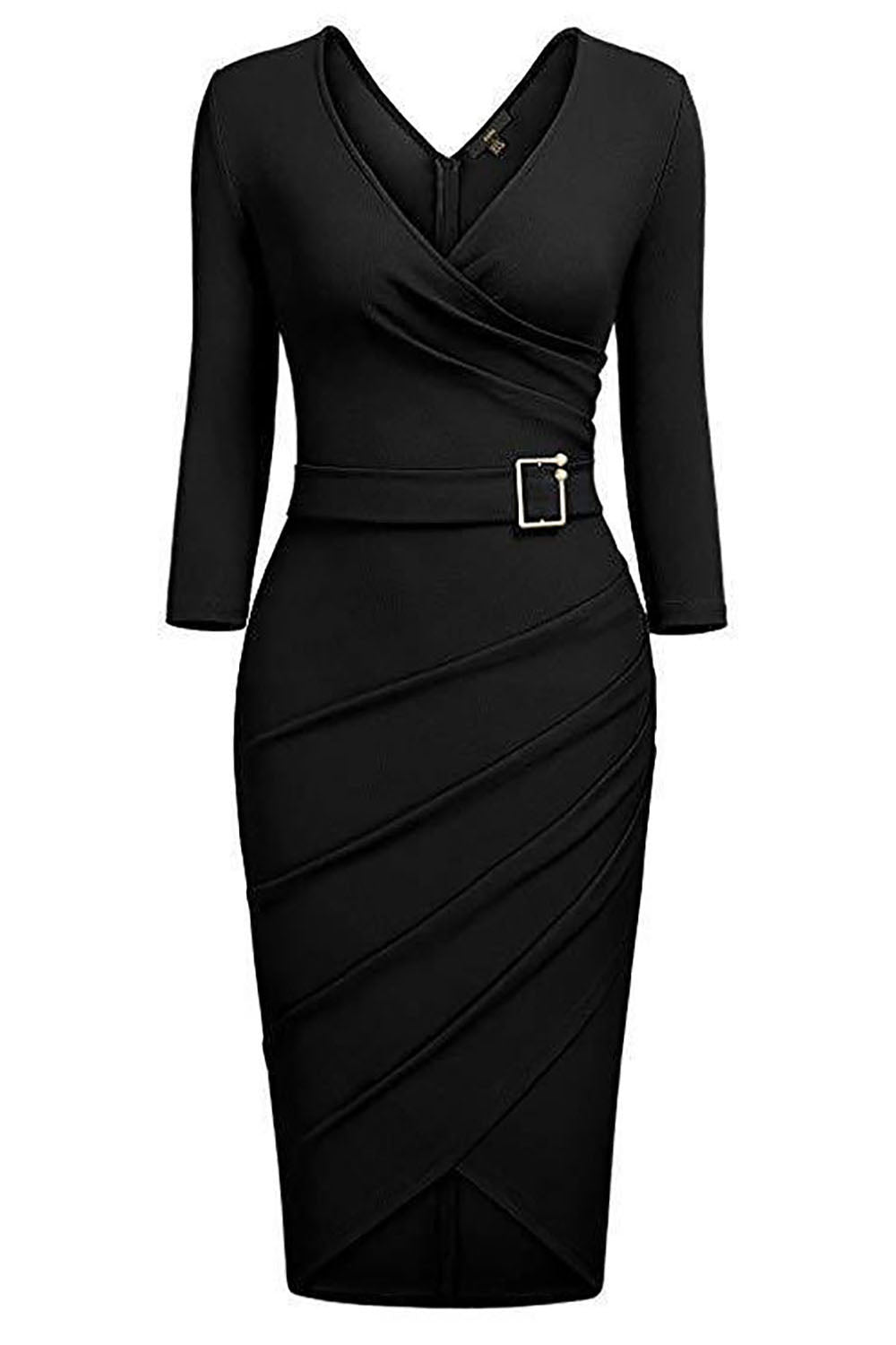 Czarna Sukienki Ołówkowe z Paskiem
