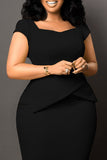 Kwadratowy Dekolt Czarna Sukienki Ołówkowe z Krótki Rękaw