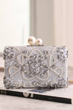 Szara brokatowa torba na kopertówkę wieczorową Rhinestone