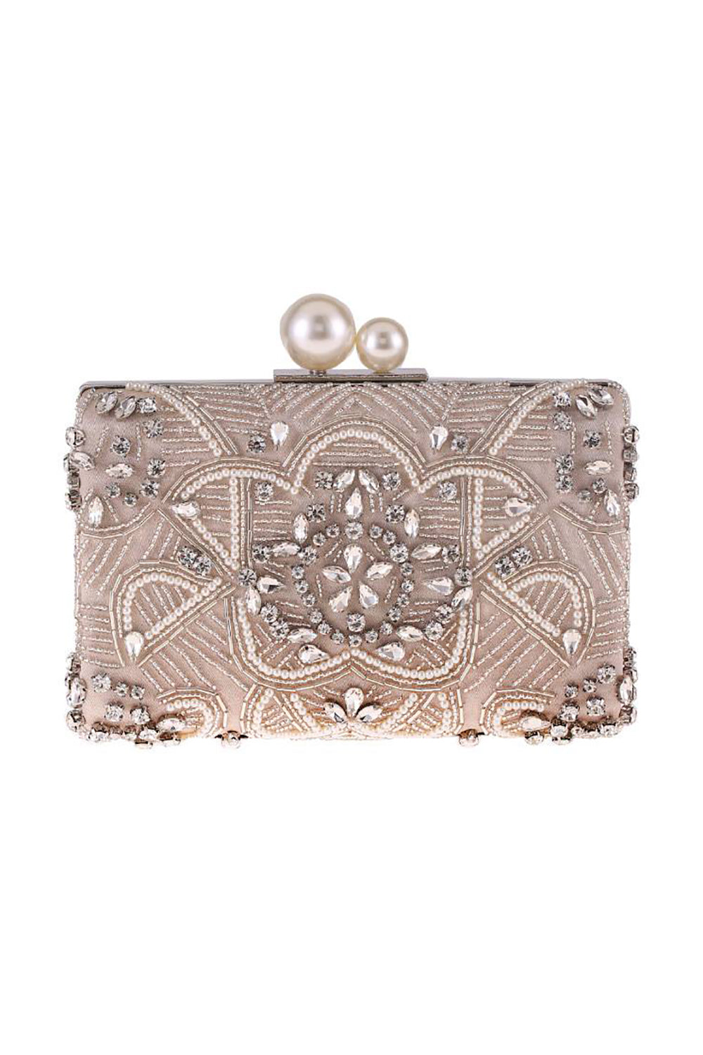 Szara brokatowa torba na kopertówkę wieczorową Rhinestone