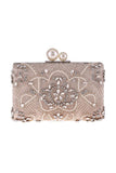Szara brokatowa torba na kopertówkę wieczorową Rhinestone