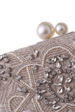Szara brokatowa torba na kopertówkę wieczorową Rhinestone