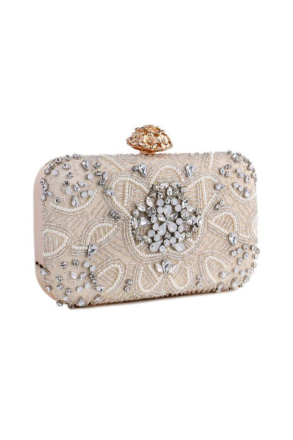 Torebka Champagne Rhinestone Pearl Party