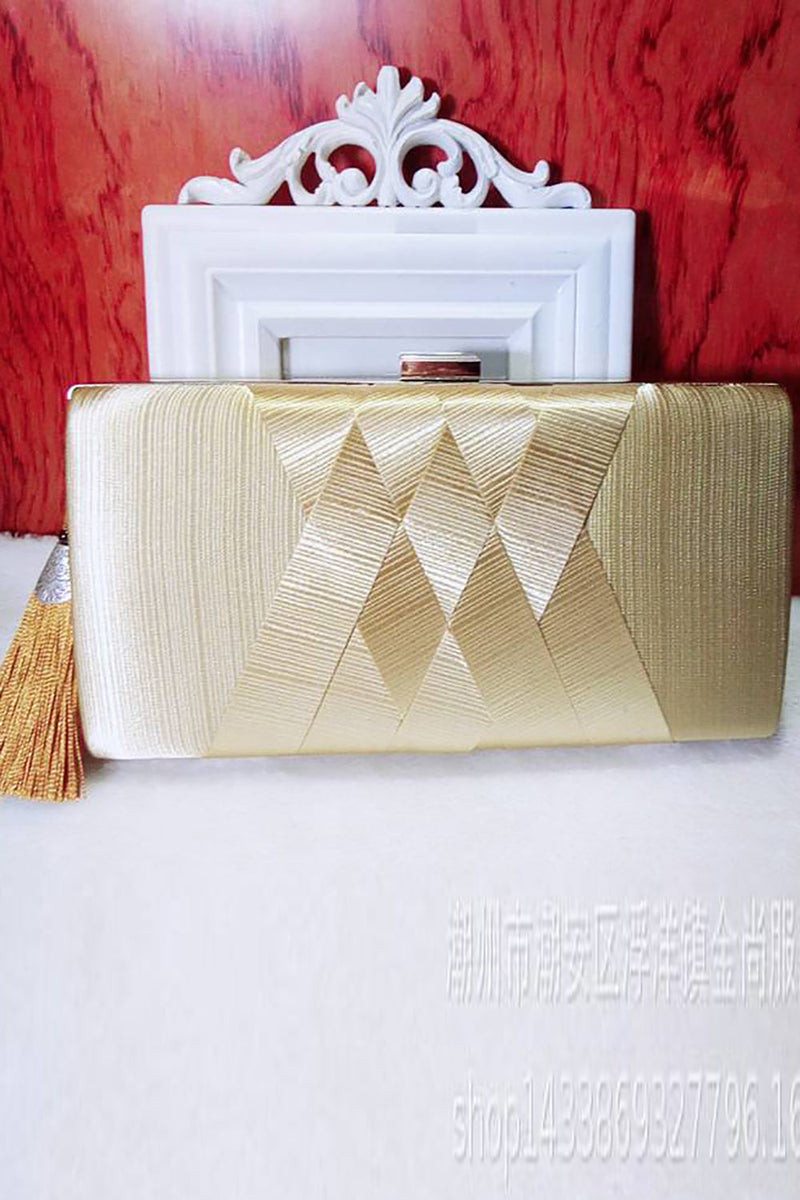 Załaduj obraz do przeglądarki galerii, Golden Glitter Evening Clutch Bag z frędzlami
