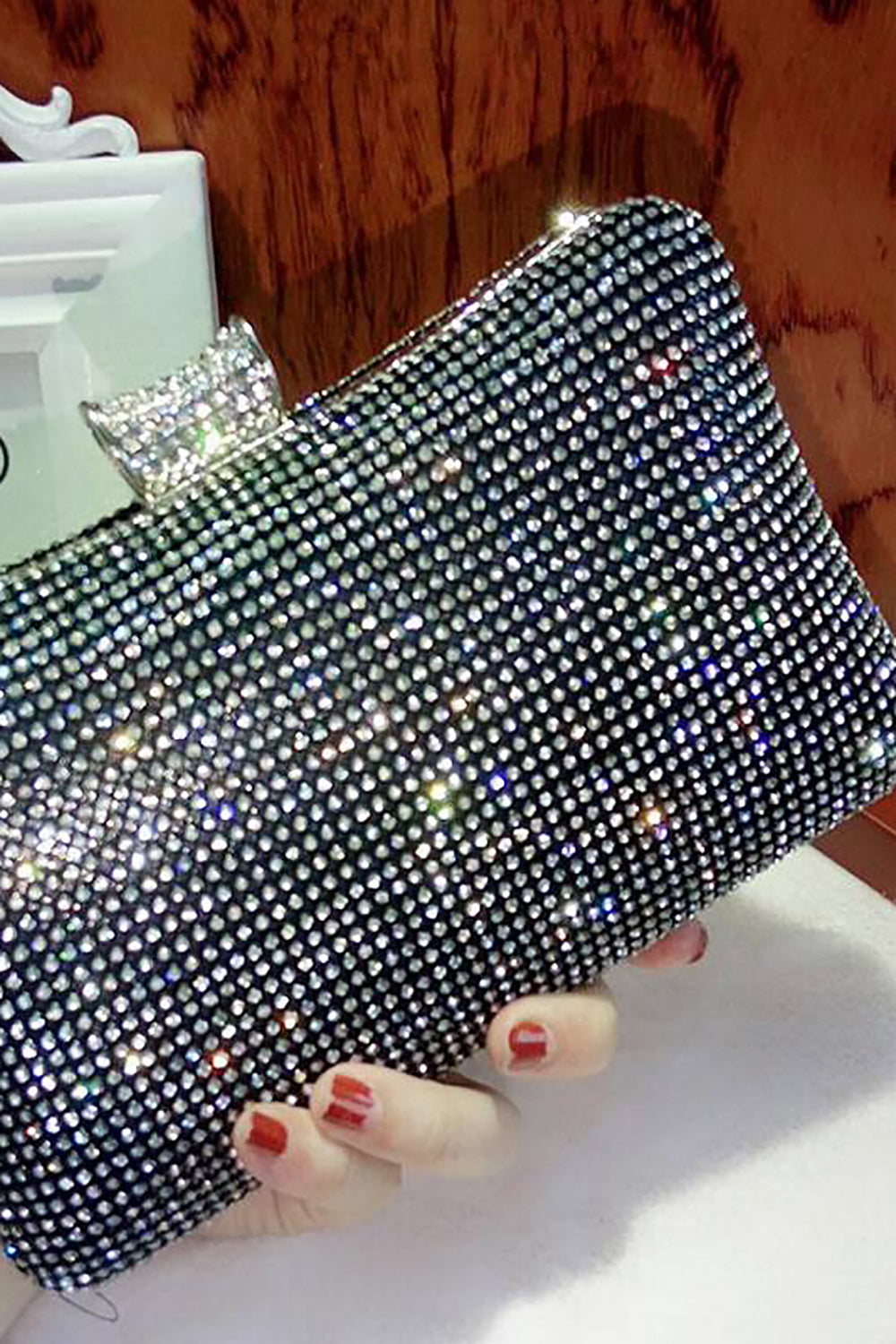 Czarna torebka wieczorowa Spakly Rhinestone