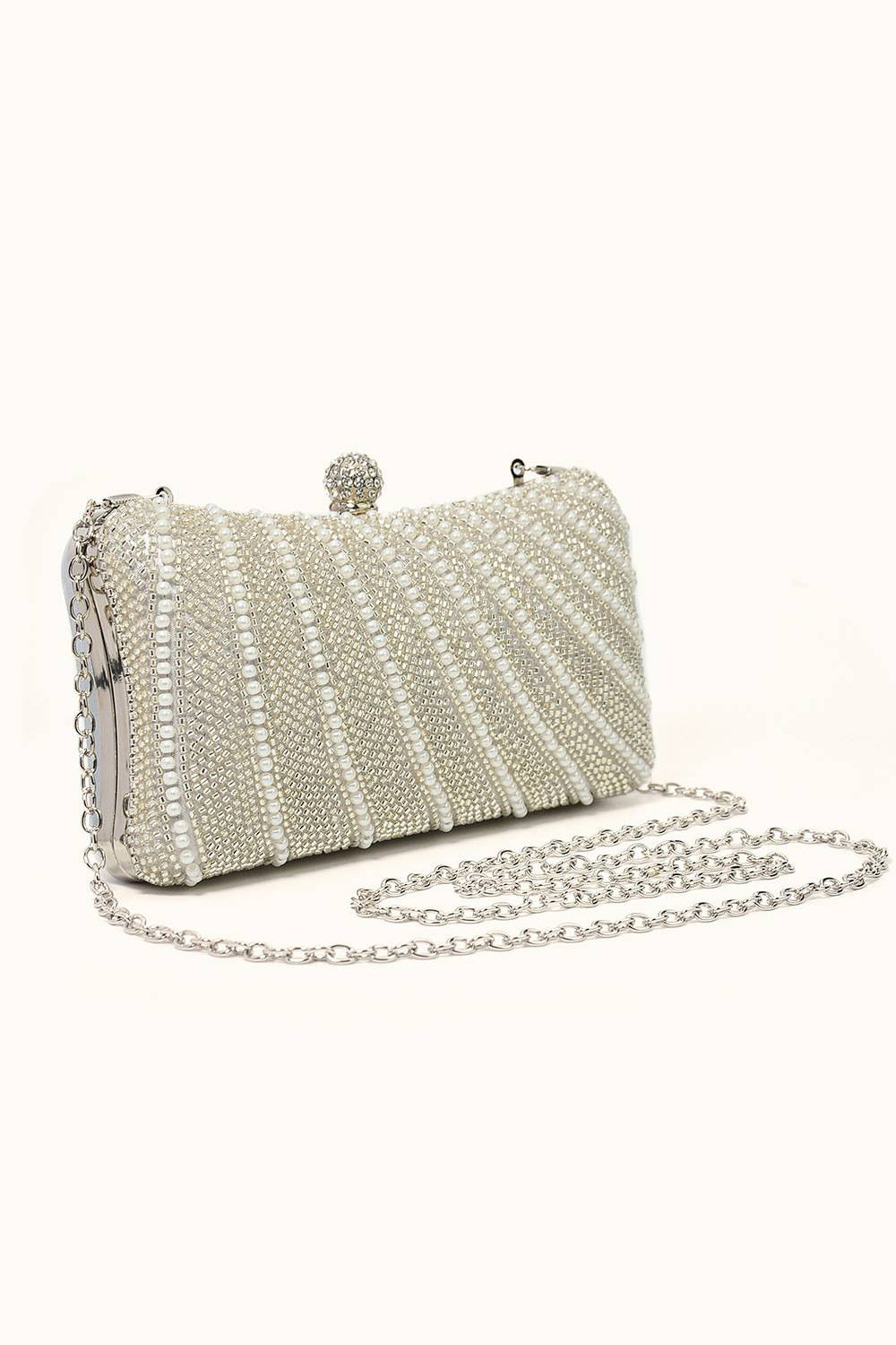 Torba na kopertówkę Golden Sparkly Rhinestone Pearl